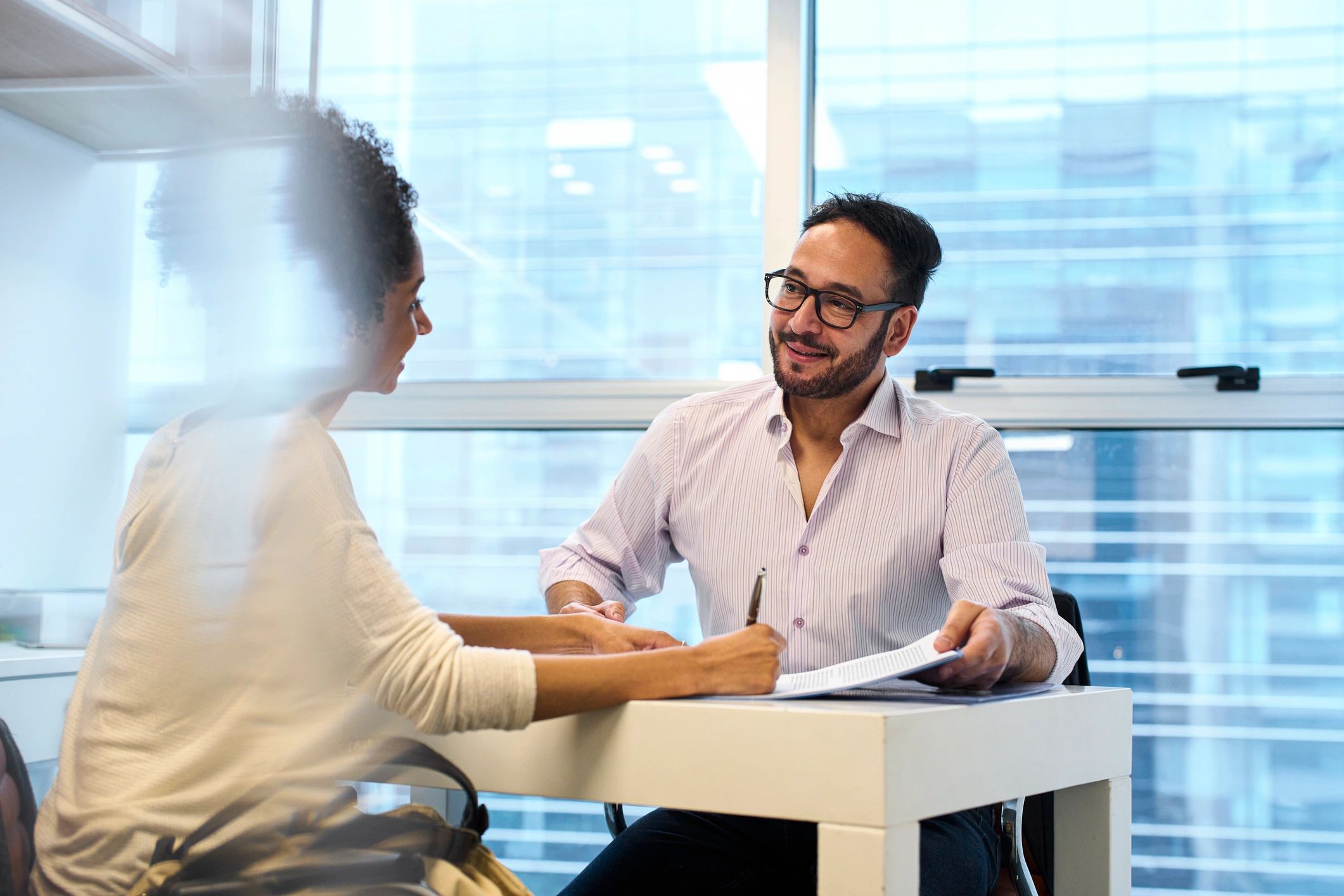 Client receiving financial consultation from an advisor