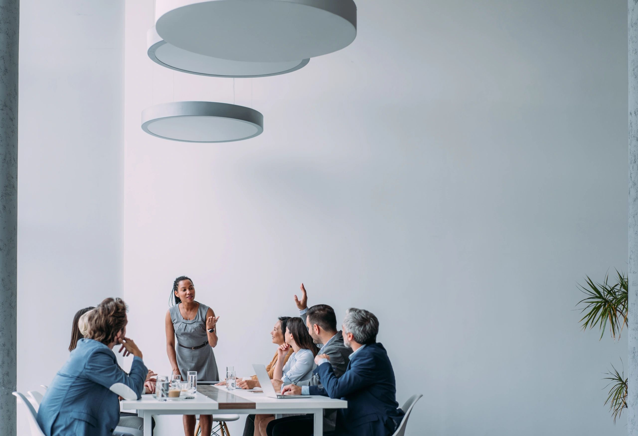 Business team discussing financial plans in an office